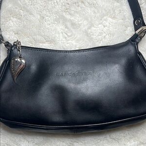 LANCASTER Black Leather Shoulder Bag with Timeless Design
